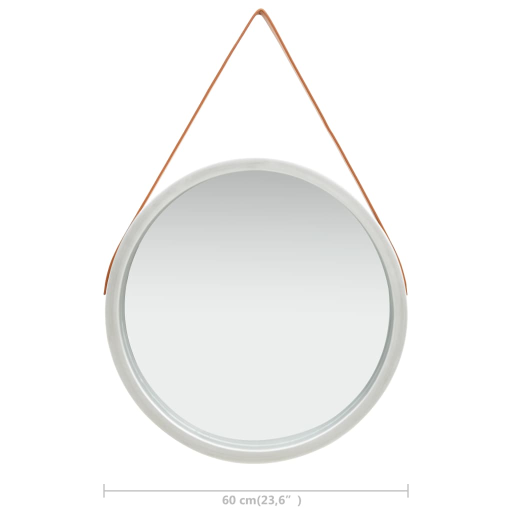 NNEVL Wall Mirror with Strap 60 cm Silver