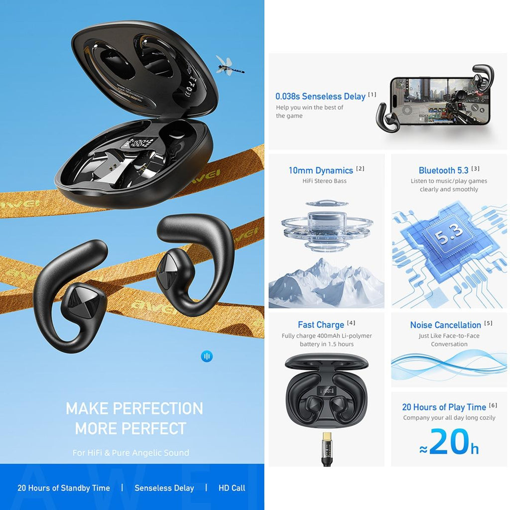 NNEDSZ Wireless Tws Bluetooth Earbuds With Air Conduction Technology