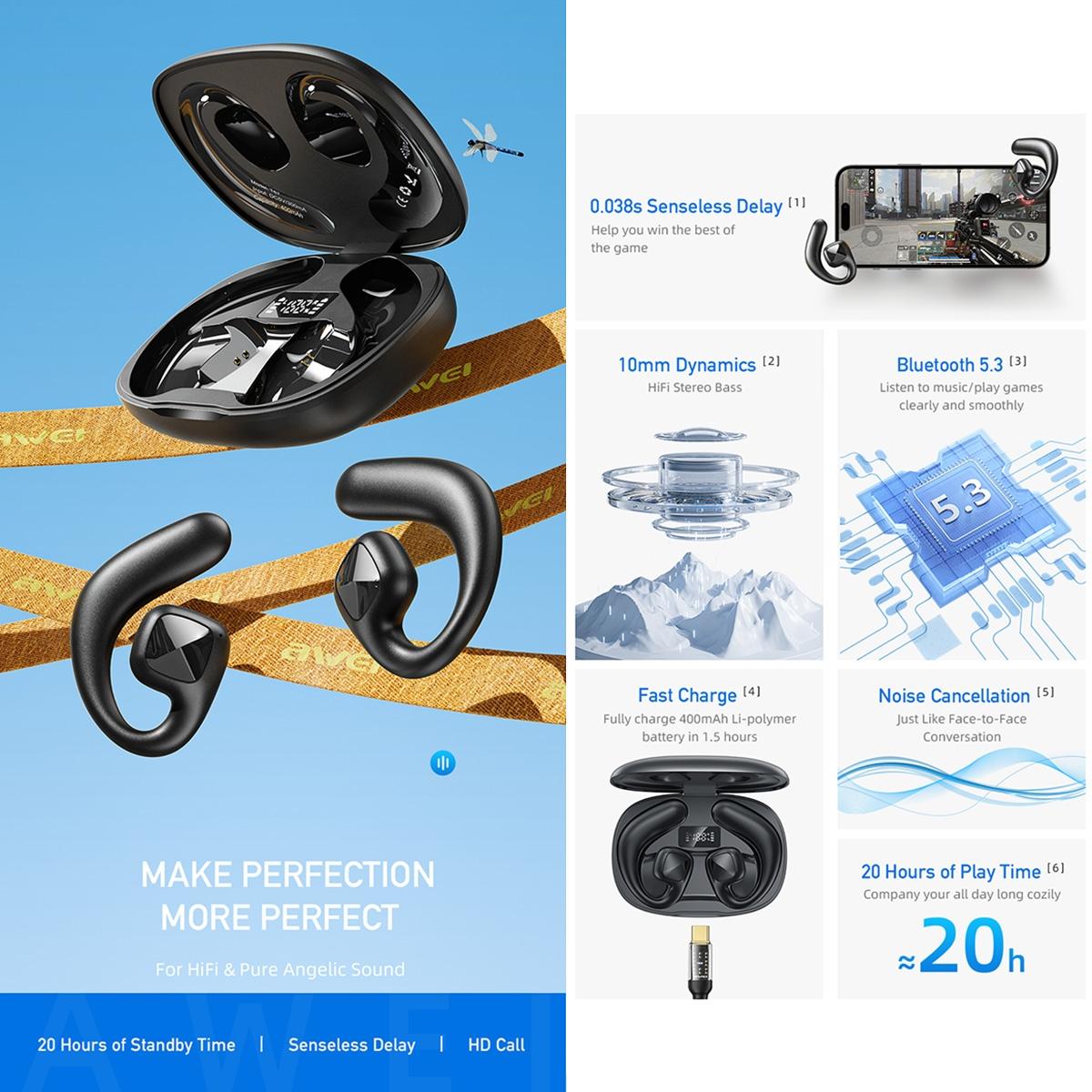 NNEDSZ Wireless Tws Bluetooth Earbuds With Air Conduction Technology